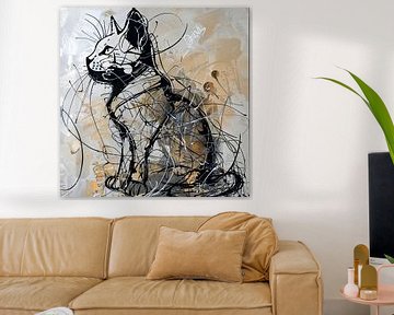 Peinture d'un chat moderne sur Caprices d'Art