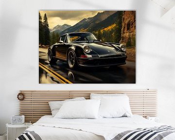 Zwarte Porsche in berglandschap_3