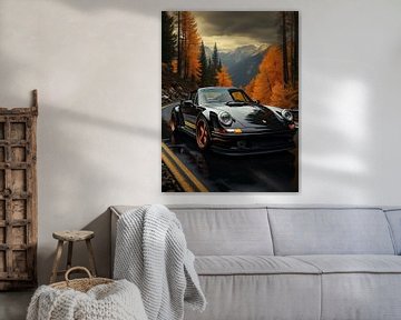 Black Porsche in mountain landscape_8 by Bianca Bakkenist