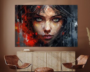 Urban Street Art, visage d'une jeune fille. Concept de fantaisie, illustration peinture, design artistique sur Animaflora PicsStock