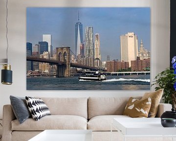 New York, Brooklyn Bridge overlooking Manhattan.... by Maja Mars