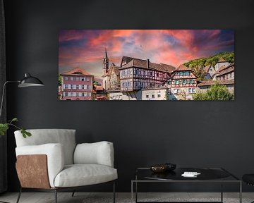 Skyline de la ville de Schwäbisch Hall dans la montagne du Bade-Wurtemberg Ge sur Animaflora PicsStock