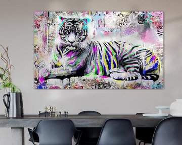 ⭐POP ART⭐Leinwand Tiger Bild Berlin Banksystyle Graffiti Urban Streetart Galerie Berlin von Julie_Moon_POP_ART