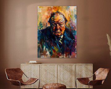 Portrait abstrait de Winston Churchill sur Magnus Karlsen