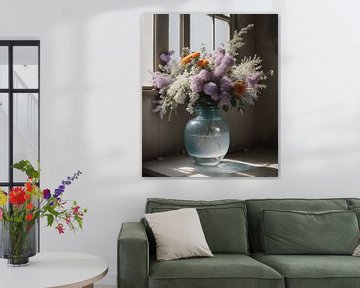 Glazen vaas met bloemen van Hans Dubbelman