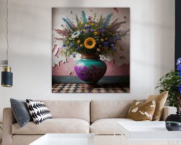Bunte Vase mit Blumen von Hans Dubbelman