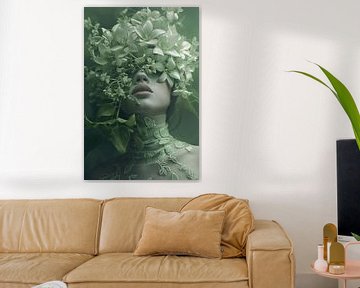 Vrouw met bloemenhaar van Bert Nijholt