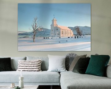 Wit Kerkje in de Sneeuw van Nympha Van Blijswijk