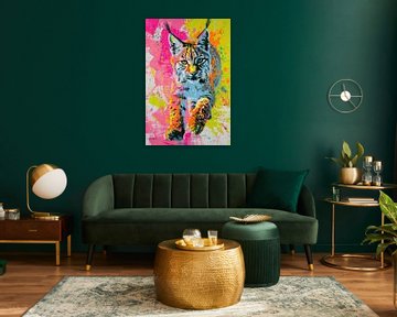 Painting Colourful Lynx by Kunst Kriebels