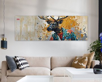 Animal Abstract | Colourful Deer sur De Mooiste Kunst