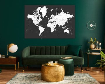 Blursbyai Carte du monde en noir et blanc sur Artwork Shop
