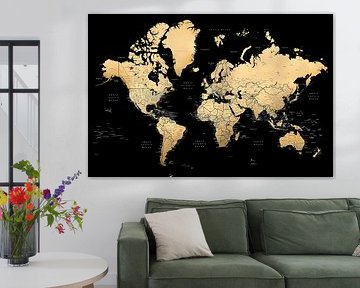 Blursbyai-Carte-du-monde-noir-et-or sur Artwork Shop