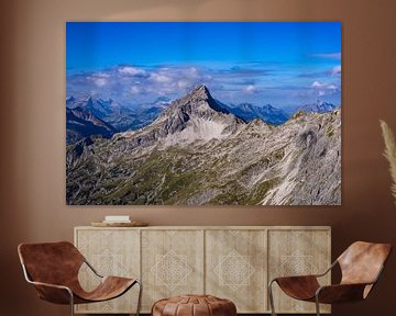 Panorama van de Heilbronner Weg naar de Biberkopf, 2599m, Allgäuer Alpen van Walter G. Allgöwer