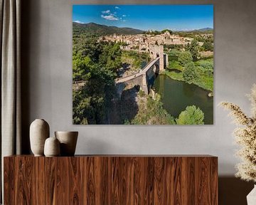 Medieval village with a fortified bridge, Pont de Besalú