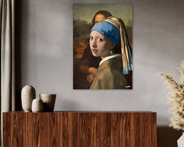 Meisje met de Mona - Vermeer en Da Vinci van Miauw webshop