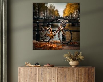 Vélo sur le pont des canaux d'Amsterdam sur TheXclusive Art