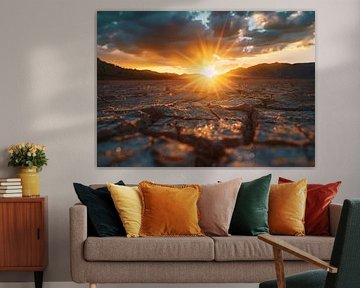 Jeu de lumière au coucher du soleil dans le désert