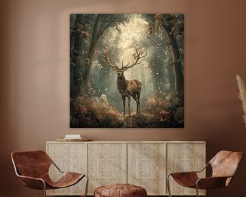 Cerf mystique dans une forêt magique art numérique sur Mel Digital Art