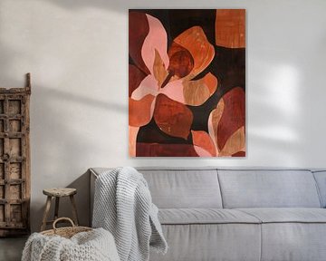 Botanisch, modern en abstract in warme kleuren van Studio Allee
