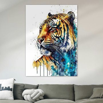 Tijger in aquarelverf