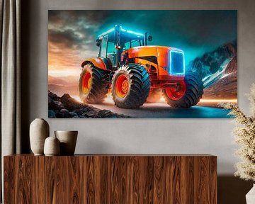 Oranje kleuren tractor met elektromotor van Mustafa Kurnaz
