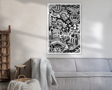 Fantasy Doodle 4 noir et blanc sur Simon van Kessel