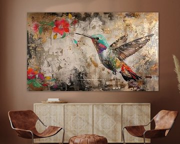 Peinture colibri or sur Caprices d'Art