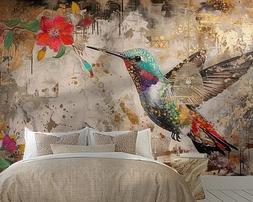 Schilderij Kolibrie Goud