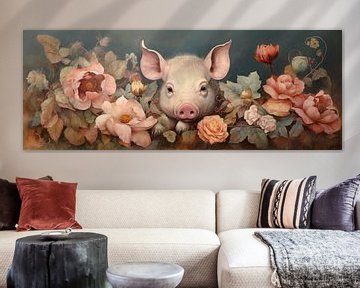 Peinture de roses de cochon sur Peinture Abstraite