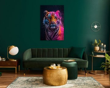 Neon Instinct - Vibrant Tiger Expression - tigre - couleur sur Eva Lee