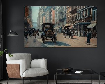 Painting of street in New York city in early 20th century (KI) by Classic PrintArt
