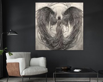 Angelic Love - Engel met Hartvormige Vleugels van Igniferae