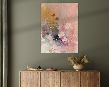 Modern abstract in lila en paars, Japandi stijl van Japandi Art Studio