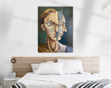 Een kubistisch portret, geïnspireerd door Picasso van PixelPrestige