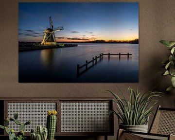 Polder mill the Helper on Paterswoldsemeer lake by Henk Osinga