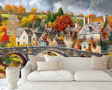 kleurig dorpje Engeland Cotswolds in de herfst van Jan Bechtum
