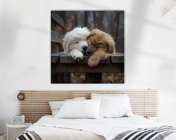 Tender Sleep - Pyrenean Puppy's in Cosy Unit von Karina Brouwer