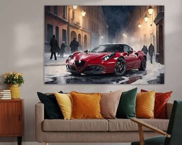Rode Alfa Romeo 4C van DeVerviersBelgium