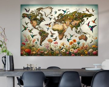 Bird World Map by Maps Are Art