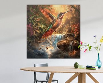 Mystical hummingbird in magical landscape by Mel Digital Art