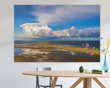 Nuage d'orage s'approchant de l'île de Texel au-dessus de la mer du Nord sur Sjoerd van der Wal Photographie