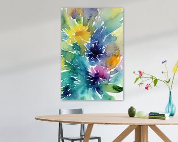 Bunte abstrakte Aquarellblumen von Tiny Treasures