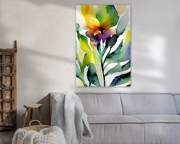 Colourful abstract watercolour flower by Tiny Treasures