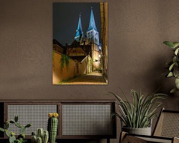 Deventer Winterabend Straßenansicht an der Bergkirche von Sjoerd van der Wal Fotografie