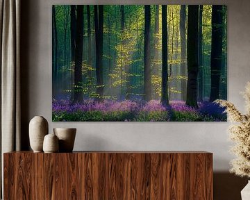 Forest hyacinths in mystical forest scene by Pieter Struiksma