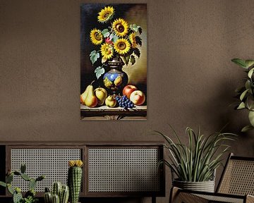 Nature morte avec tournesols impressionnants sur Maud De Vries