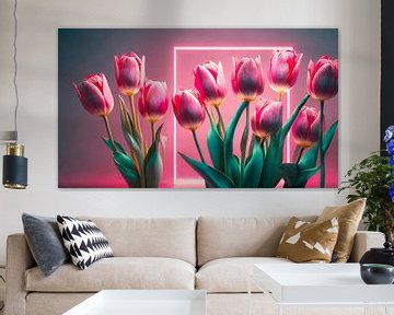 Tulpen met rode verlichting van Mustafa Kurnaz