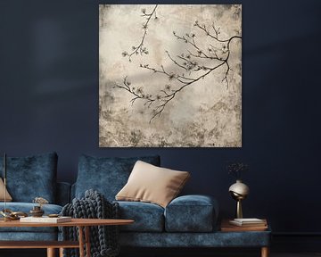 Japanse bloemen met abstracte achtergrond van Mel Digital Art