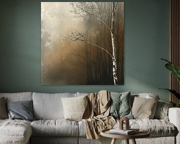 Birch Shadows: A Poetic Forest Landscape by Karina Brouwer