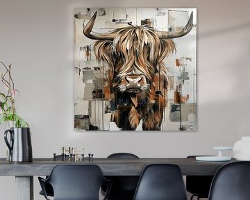Scottish Highlander abstract painting by Mel Digital Art